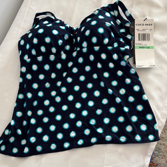 Coco Reef Navy and Teal Polka Dot Tankini - Picture 1 of 6